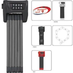 ABUS Bordo Combo 6100/90 - Länge 90 Cm -Fahrradzubehör Geschäft abus bordo combo 6100 faltschloss